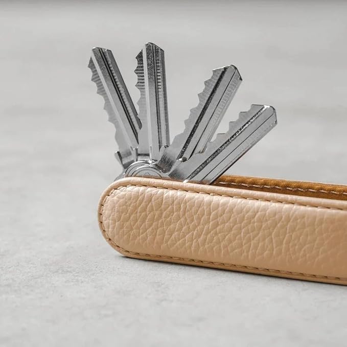 Jibbon Italian Premium Leather Key Organizer - Stylish Key Holder with Marine Grade 316 Stainless Steel, Compact EDC Keychain