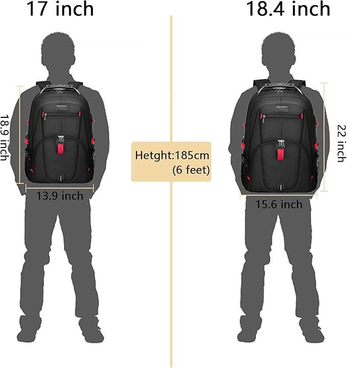 LOVEVOOK Large Backpack for Men 18 inch Heavy Duty Backpack Big Travel Backpack Large Capacity Laptop Backpack with USB Port Waterproof for Business Work (18.4 inch,Black)