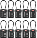 TSA Approved Luggage Locks, Travel Locks Which Also Work Great as Gym Locks, Toolbox Lock, Backpack and More, Black 10 Pack