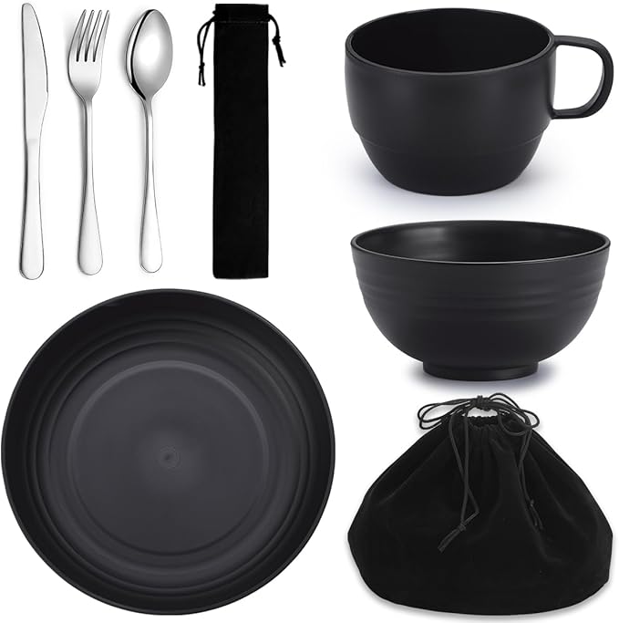 Berglander Camping Mess Kits, Silverware Set Spoons Forks Knives, Camping Essentials Gear, Accessories for Travel, Picnic, Outdoor, Easy to Carry and Clean