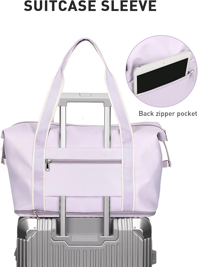 Travel Duffel Bag, Sports Tote Gym Bag, Shoulder Weekender Overnight Bag for Women