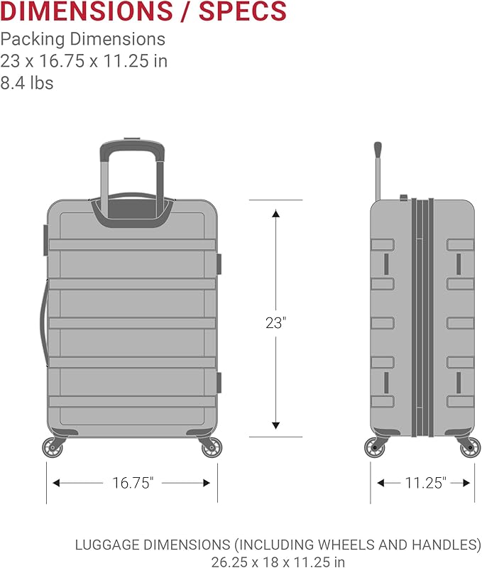 SwissGear 7366 Hardside Expandable Luggage with Spinner Wheels, White, Checked-Medium 23-Inch