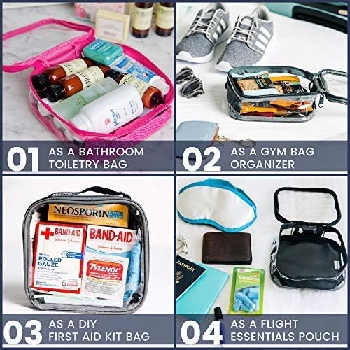 EzPacking Clear TSA Approved 3-1-1 Travel Toiletry Bag for Carry On/Quart Size Transparent Liquids Pouch for Airport Security/Reusable See Through Vinyl & PVC Plastic Organizer Men Women (Gray)