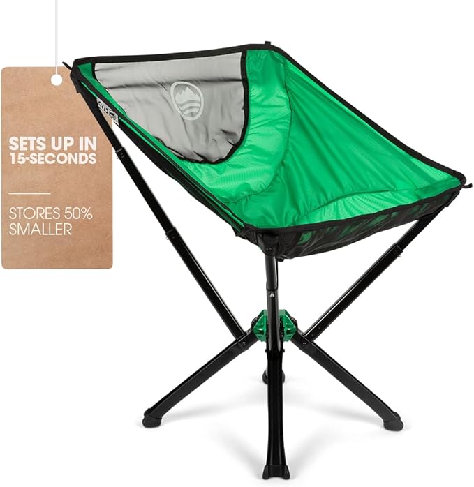 CLIQ Portable Chair Version 1.0 - Lightweight Folding Chair for Camping - Supports 300 Lbs - Perfect for Outdoor Adventures - Moss