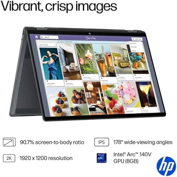 HP OmniBook X Flip 16 2-in-1 Laptop: 16" FHD+ Touchscreen, Intel Core Ultra 7 (NPU 47 Tops), 16GB RAM, 2TB SSD, Intel Arc 140V GPU, Copilot+ PC, Eclipse Gray, W/Pen Accessories, Windows 11 Pro