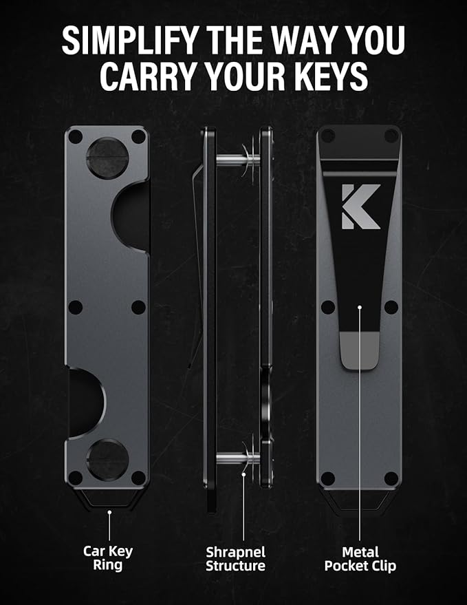 Key Organizer Key Holder Compact Key Case Minimalist Metal Key Chain Key Holder for Keychain Secures 8-10 Keys EDC