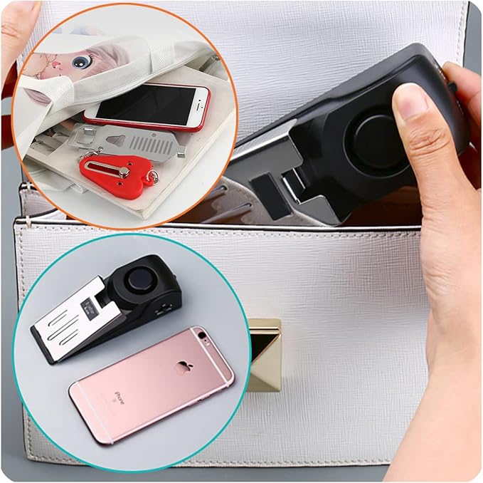 2 Packs Portable Door Stop Alarm & Door Lock, Upgraded Home Security Door Locker Devices Pocket Door Stopper Self Defensey Tools for Hotel Travel Home Apartment House