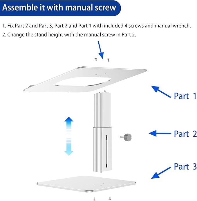 BESIGN LSX6N Laptop Stand, Ergonomic Adjustable Notebook Riser Holder, Computer Stand Compatible with Air, Pro, Dell, HP, Lenovo More 10-15.6" Laptops, Silver
