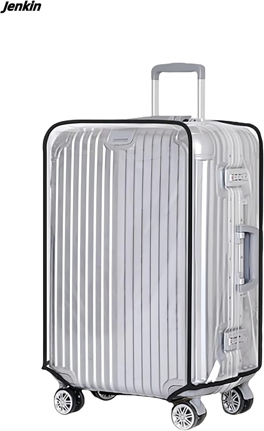 JenKin Luggage Protector Suitcase Cover PVC Waterproof Travel Suitcase Fits Most 20" to 30" (22" (15.0" L x 10.2" W x 21.7" H))
