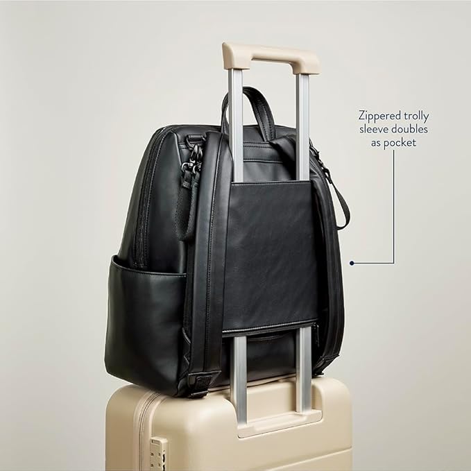 Itzy Ritzy Eras Diaper Bag Backpack – Large Capacity Sleek Daddy Diaper Bag for Men Featuring Neutral Design, 15 Pockets, Changing Pad, Stroller Straps, and Comfortable Backpack Straps, Black