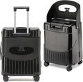 Hardside 22'' Luggage with Seat for Kids & Adults, 360° Lockable Spinner Wheels Travel Suitcase with TSA Approved Lock and Seat Belts(Black, 22-Inch)