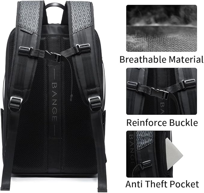 BANGE Travel Backpacks,Weekender Carry On Backpack, Waterproof Men's Business Laptop Backpack for 15.6inch