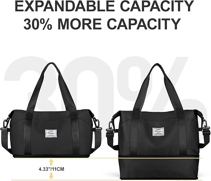 Travel Duffel Bag, Sports Tote Gym Bag, Shoulder Weekender Overnight Bag for Women