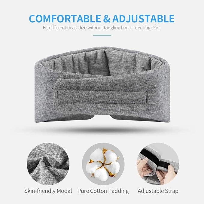 FRESHME Deluxe Cotton Sleep Mask Gift Set - 100% Blackout Large Comfortable Blindfold Adjustable Eye Mask Pillow in Gift Box for Men Women Side Sleeper Travel Meditation Airplane