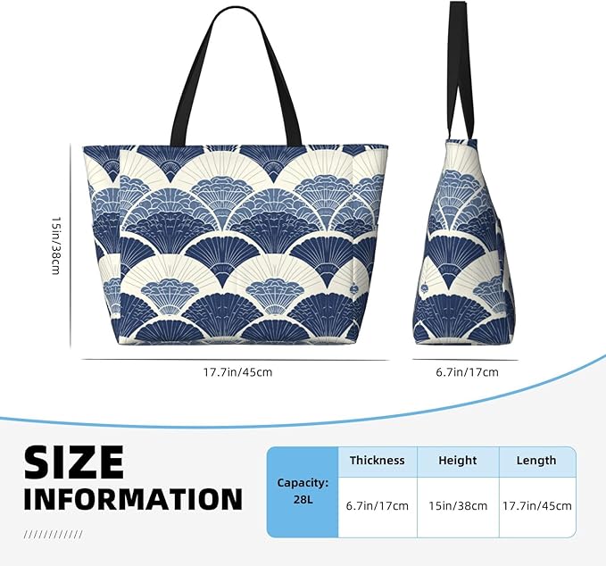 Beach Bag for Women Beach Tote Bag Waterproof Sandproof Large Bags with Zipper Big Capacity for Vacation Travel