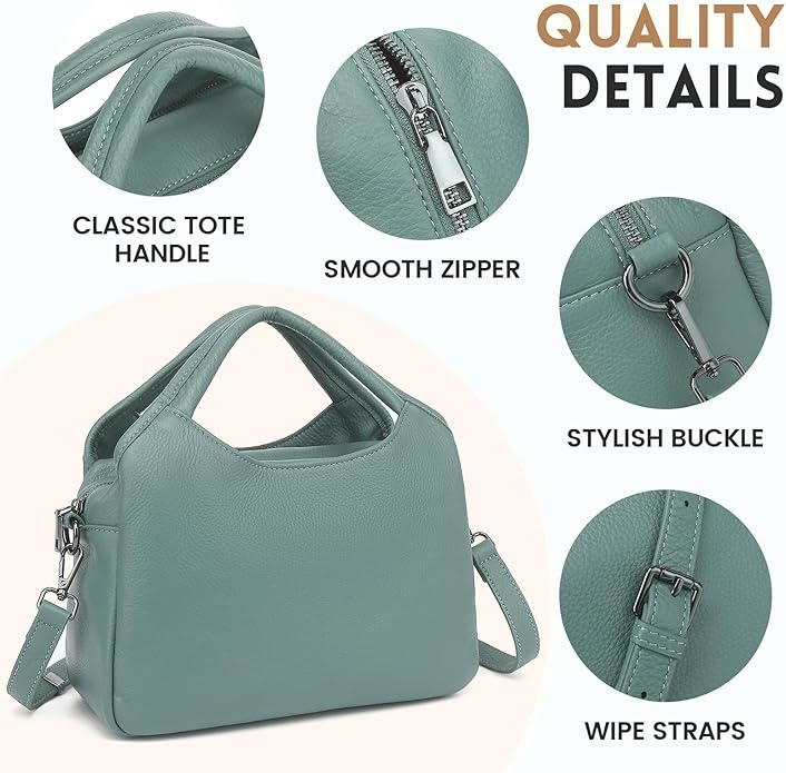 KOGTLA Genuine Leather Purses for Women, Crossbody Shoulder Bags with Top-Handle, Tote Satchel Handbags