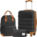 LONG VACATION 3 Piece Carry On Luggage 20 Inch Suitcase with Spinner Wheels, ABS+PC Hardshell Suitcase set with TSA Lock & YKK Zipper