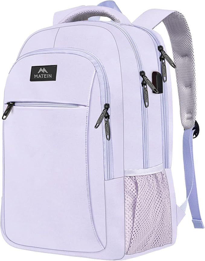 MATEIN Laptop Backpack for Girls, 15.6 Inch College School Backpack for Women with USB Charging Port, Water Resistant Durble Slim Students Bookbag Casual Daypack Travel Computer Nurse Work Bag Gift