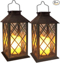 SHYMERY Solar Lanterns, Hanging Outdoor Lantern with Lasts 2X Longer LED Flickering Flameless Candles, Waterproof Outdoor Garden Lanterns Decorative for Patio, Porch,Deck, Yard, Table Decor 2 Pack