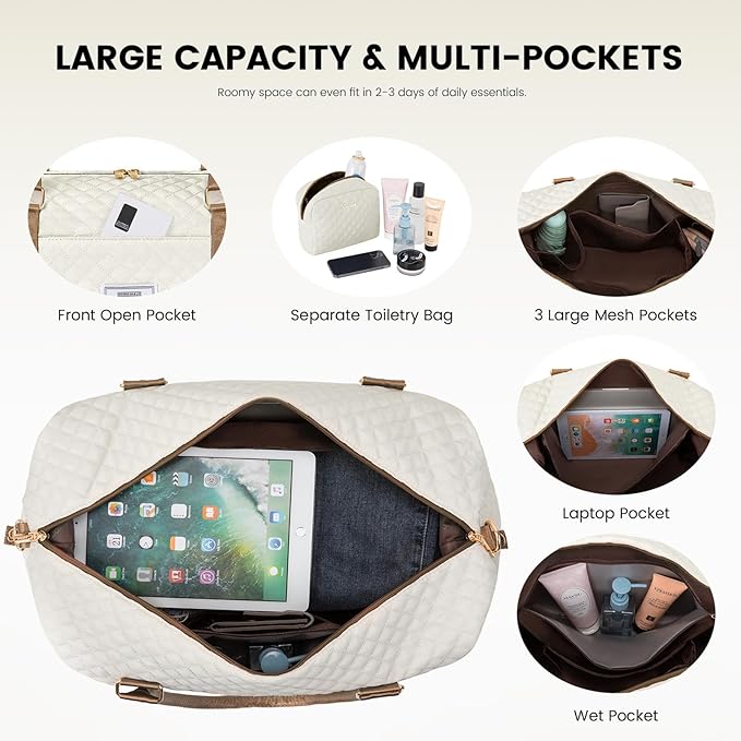LOVEVOOK Travel Duffle Bag,Weekender Bags for Women with Shoe Compartment，Carry on Overnight Bag with Toiletry Bag,Gym Duffel Bag with Wet Pocket, Hospital Bags for Labor and Delivery