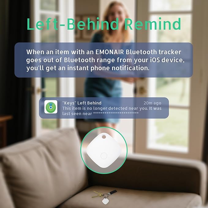 Air Tracker Tags-1 Pack, Bluetooth Tracker Works with Apple Find My APP (iOS Only, Not for Android), Keys Finder, Item Locator for Keys, Luggage, Backpack, Bags, Wallet, Replaceable Battery