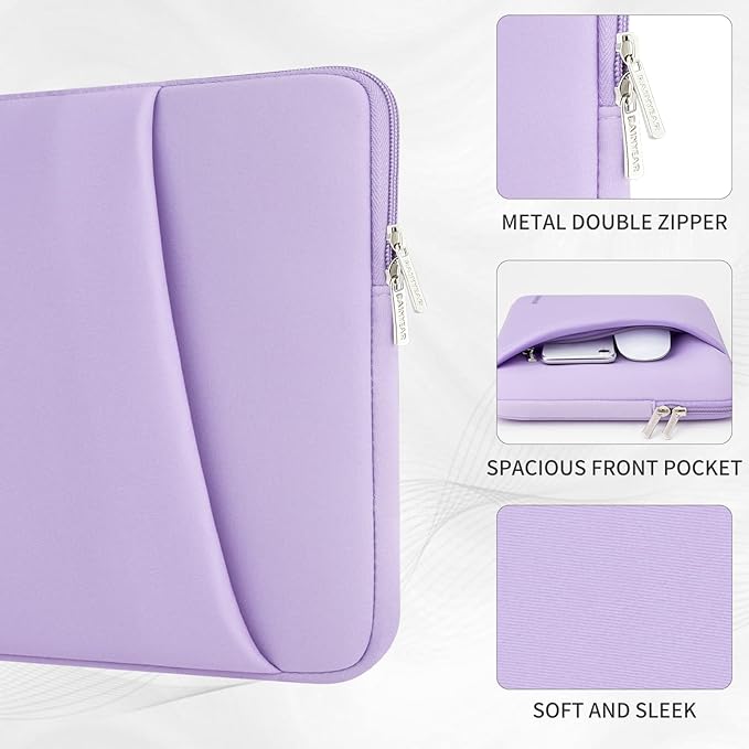 RAINYEAR Laptop Sleeve Case with Front Pocket, 11-13 Inch Protective Portable Case with Front Pocket, Briefcase Laptop Bag Cover Compatible with MacBook Air/Pro, HP, Dell, Lenovo, Acer, Purple