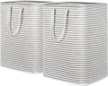 Lifewit 2 Pack Laundry Hamper Large Collapsible Laundry Baskets, Freestanding Waterproof Clothes Hamper with Easy Carry Handles in Laundry Room Bedroom Bathroom College Dorm for Adults, Grey, 2 x 90L