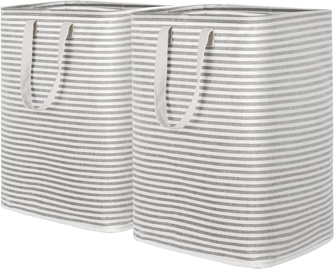 Lifewit 2 Pack Laundry Hamper Large Collapsible Laundry Baskets, Freestanding Waterproof Clothes Hamper with Easy Carry Handles in Laundry Room Bedroom Bathroom College Dorm for Adults, Grey, 2 x 90L