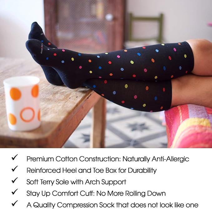 Cotton Compression Socks for Women & Men. 15-20 mmHg Support Knee-High Charcoal Gray X/W