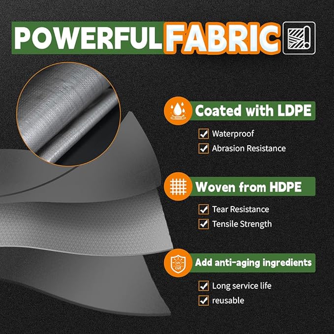 RAINDEWAY Tarps Heavy Duty Waterproof 9x9 Feet, 10Mil Multipurpose Poly Tarp Cover with Metal Grommets and Reinforced Edges, Silver/Brown Tarp