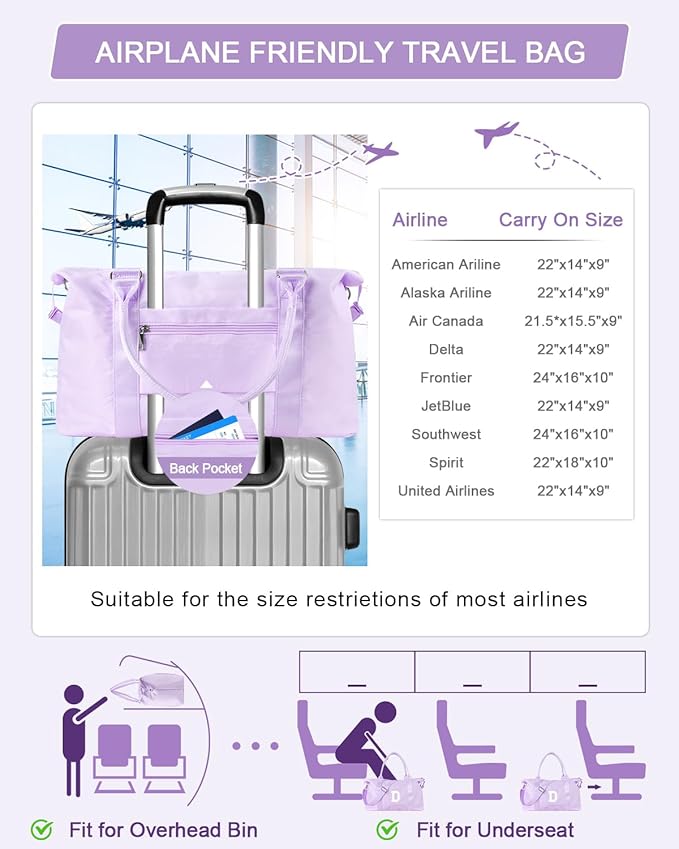 Daughter Niece Gifts for Teen Girl Kids, Initial Travel Duffel Bag Sports Gym Bag Personalized Gifts Weekender Bag，Monogram Overnight Bag Cute Dance Bag Birthday Bridesmaid Gifts for Women(Purple, D)