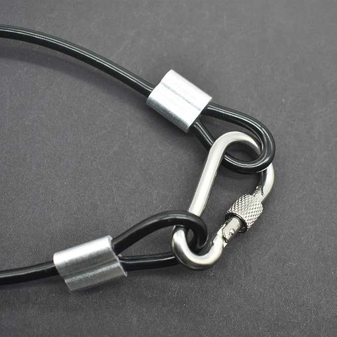 5 Pcs 5mm Wire 36 inch Vinyl Coated Stainless Steel Cable with Loops Short Wire Rope Lanyard Lock Security Chain Link for Outdoor Gates, Black(5mm x 36inch)