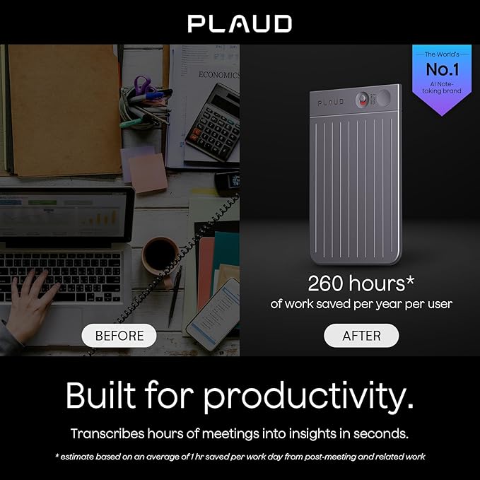 AI Voice Recorder, Note Voice Recorder w/Case, App Control, Transcribe & Summarize with AI Technology, Support 112 Languages, 64GB Memory, Audio Recorder for Lectures, Meetings, Calls, Black