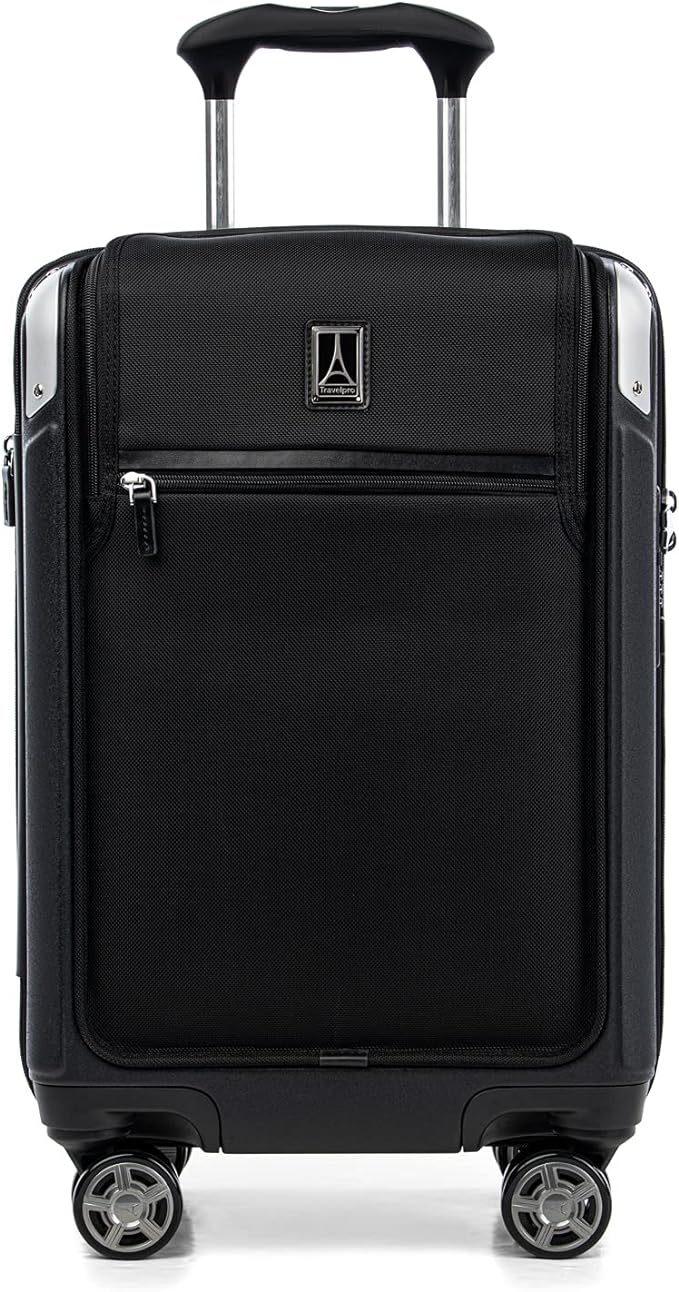 Travelpro Platinum Elite Hardside Expandable Carry on Luggage, 8 Wheel Spinner, TSA Lock, Hard Shell Polycarbonate Suitcase, Shadow Black, Carry on Laptop Pocket 21-Inch