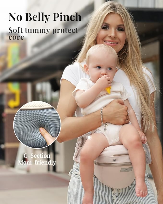 MOMTORY Carryall™ Pro Baby Carrier, Safety-Certified 6-in-1 Ultra Storage Baby Carrier Newborn to Toddler, Front & Back Baby Holder Carrier with Hip Seat, Soft Pink