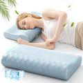 Cervical Neck Pillow for Sleeping - Memory Foam Pillows, Orthopedic Pillow for Neck and Shoulder Pain, Adjustable Cooling Contour Pillow (Misty Blue, Queen)