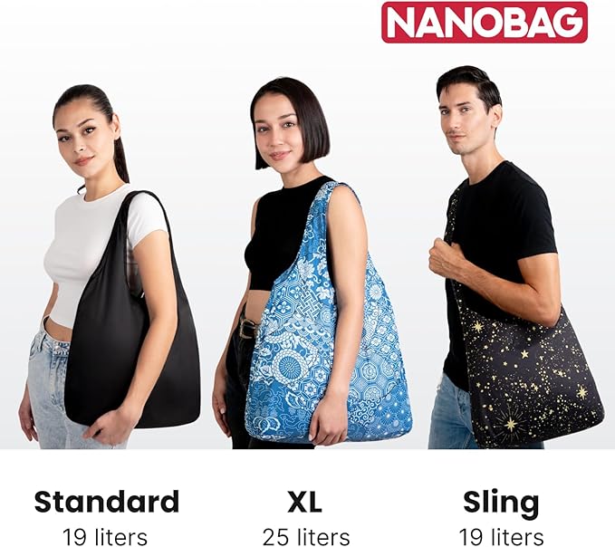 Nanobag Ultra-Lightweight Foldable Tote for Women & Men, Reusable Grocery & Travel Bag, Packable Collapsible Compact Market Essential (Standard Porcelain)