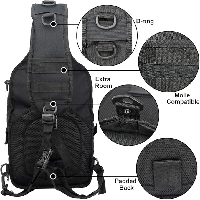 hopopower Tactical Sling Bag Pack Military Rover Shoulder Backpack EDC Assault Range Bag, Water-Resistant