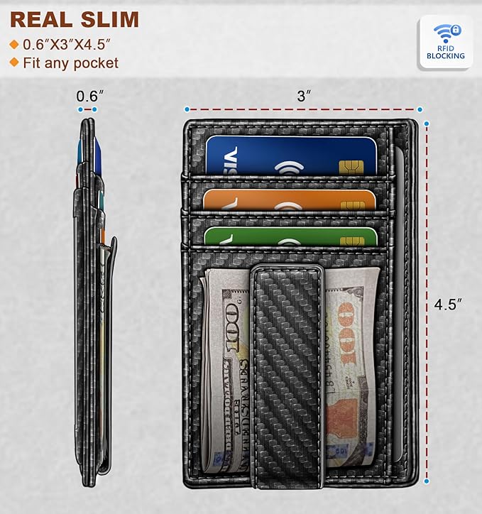BULLIANT Men Wallet,Slim Leather Wallet Money Clip Card Hodler For Men Gift 8 Cards RFID Blocking