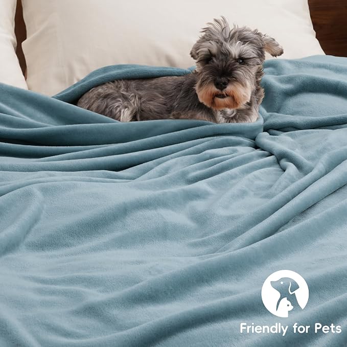PHF Ultra Soft Fleece Blanket King Size, No Shed No Pilling Luxury Plush Cozy 300GSM Lightweight Blanket for Bed, Couch, Chair, Sofa Suitable for All Season, 108" x 90", Dusty Blue