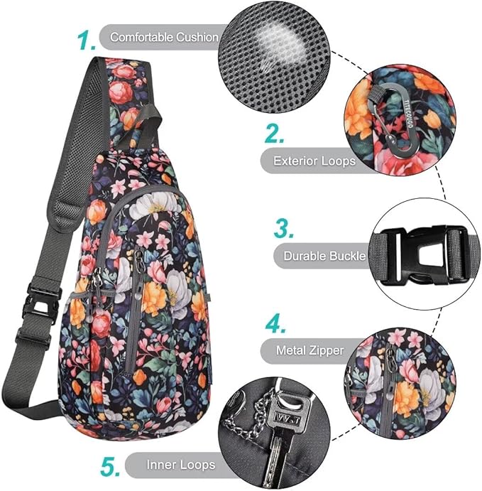 TITECOUGO Small Sling Bag, Lightweight Crossbody Backpack for Men Women, Shoulder Bag for Sports and Outdoor