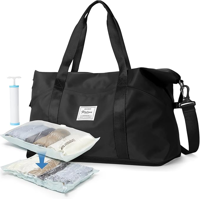 Travel Duffel Bag, Sports Tote Gym Bag, Shoulder Weekender Overnight Bag for Women