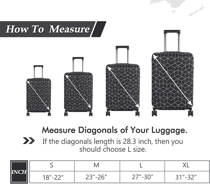 HYPER VENTURE Washable Luggage Cover - Fashion Suitcase Protector Fits 27-30 Inch Luggage (Black Maze, L)