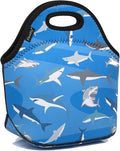 FlowFly Neoprene Kids Lunch box Insulated Soft Bag Mini Cooler Thermal Meal Tote Kit for Boys, Girls,Men,Women,School,Work, Office, Shark