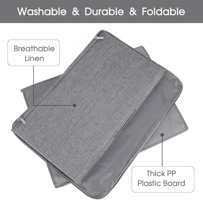 ANMINY 3PCS Storage Bins with Zipper Lids 51.9 Qt Lidded Fabric Storage Boxes Baskets Cubes with Handles Collapsible Washable Cotton Linen Closet Shelf Clothes Organizer - Gray, Extra Large
