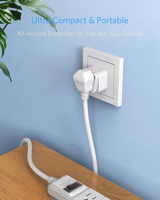 BESTEK India, South Africa Travel Plug Adapter, Grounded Universal Type D Plug Adapter India to US Adapter - Ultra Compact for India, Sudan, Pakistan and More, 3 Pack