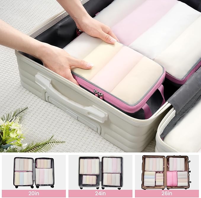 BAGAIL 6 Set Ultralight Compression Packing Cubes Packing Organizer for Travel Accessories Luggage Suitcase Backpack