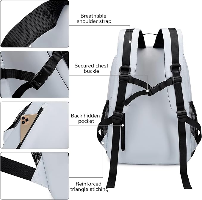 Lohol Water Resistant Backpack for Travel School Work, Casual Daypack with Anti Theft Pocket for Teen Girls Boys (Navy)