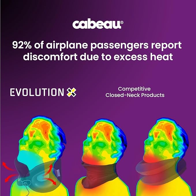 Cabeau Travel Pillow for Long Flights – Evolution X - Memory Foam Neck Support - Comfort On-The-Go for Airplane, Train, and Car (Sapphire)