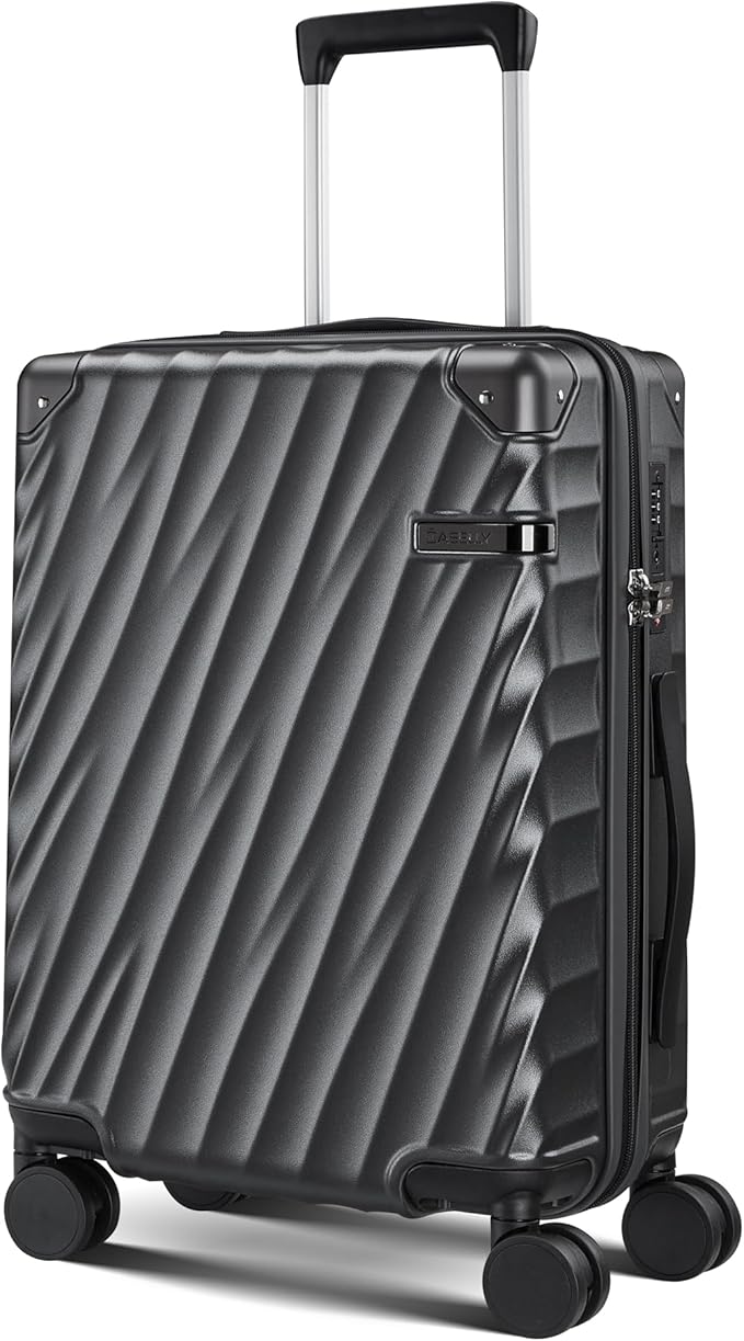 Luggage sets with Spinner Wheels, PC Hard Shell Travel Luggage, Carry On suitcase with TSA Lock,YKK Zippers,Charcoal Metallic (Gray, Carry-on 20-Inch)